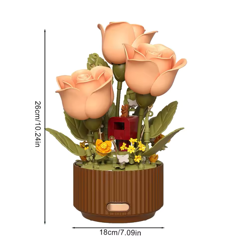 BloomyRose Articulated Mechanical Rose Building Set with USB Motion